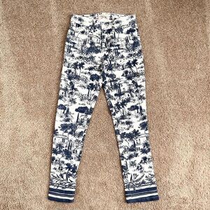 TORY Burch Ivory Frenesi Scenic Toile Tropical Straight Leg Low Rise Jeans 25